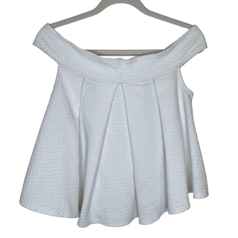 Free People Priscilla Off-Shoulder Ivory Pleated Swing Top, S - Picture 3 of 7